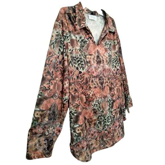 Amy Lynn Of California Womens Floral Print Long Sleeve Collared Blouse Top Size - Picture 4 of 7